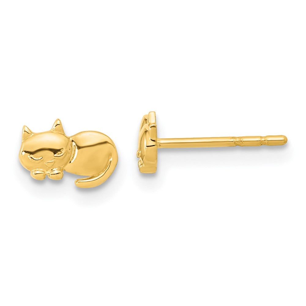 14k Yellow Gold 7.05 mm Polished Cat Post Earrings (0.46 grams)