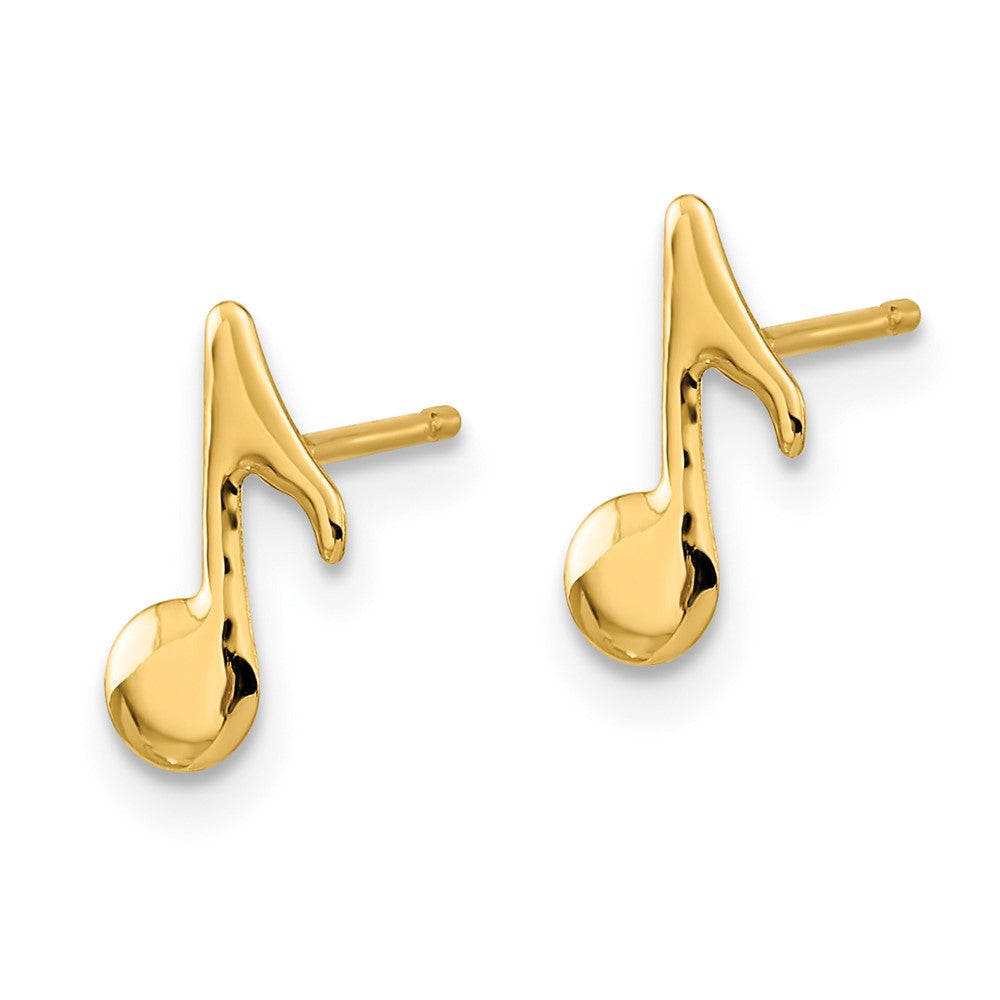 14k Yellow Gold 5.9 mm Polished Music Note Post Earrings (0.46 grams)