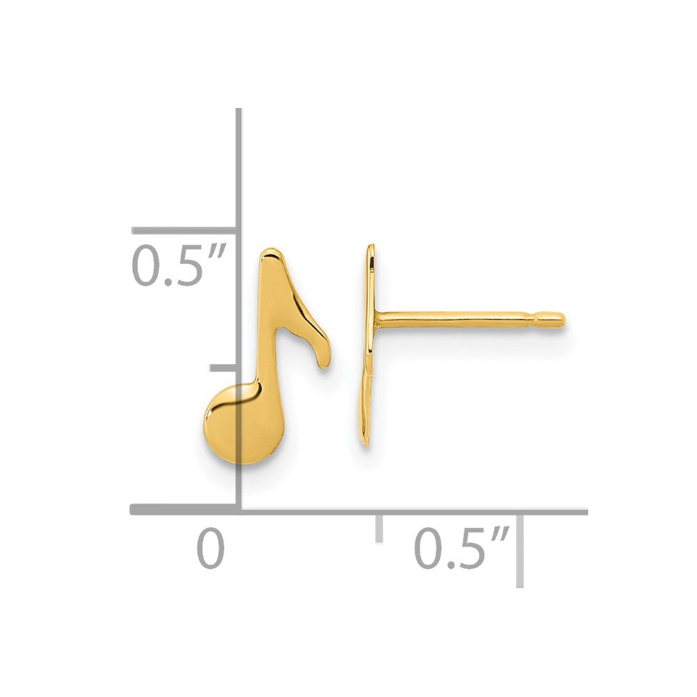 14k Yellow Gold 5.9 mm Polished Music Note Post Earrings (0.46 grams)