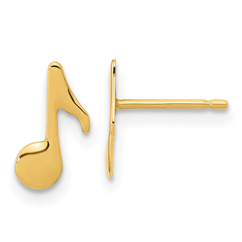 14k Yellow Gold 5.9 mm Polished Music Note Post Earrings (0.46 grams)