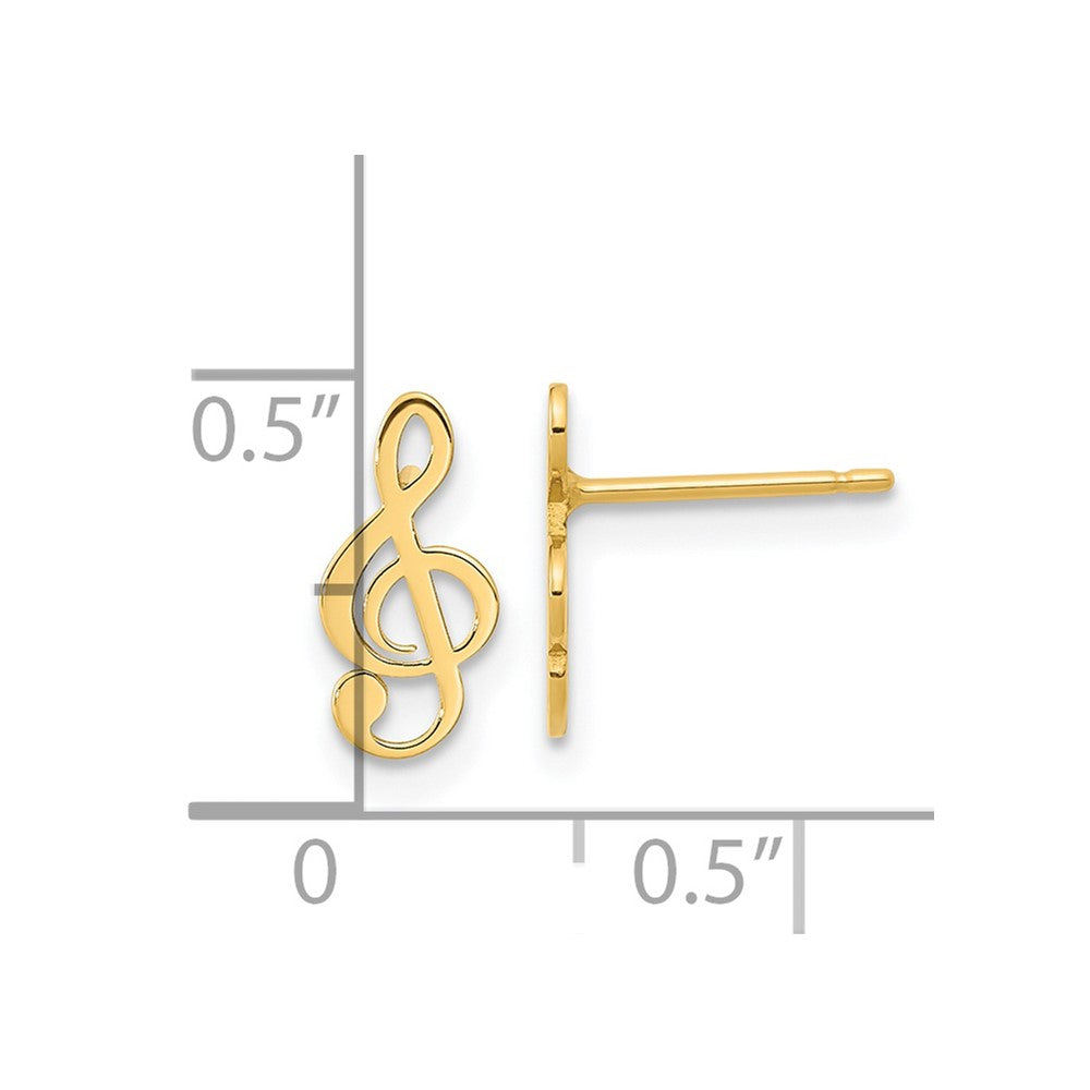 14k Yellow Gold 5.2 mm Polished Treble Clef Note Post Earrings (0.64 grams)