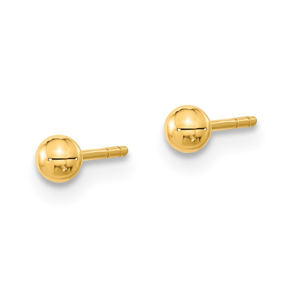 14k Yellow Gold 5 mm Polished Set of Ball Post Cross and CZ Bezel 3 Pair Earrings Set (0.73 grams)
