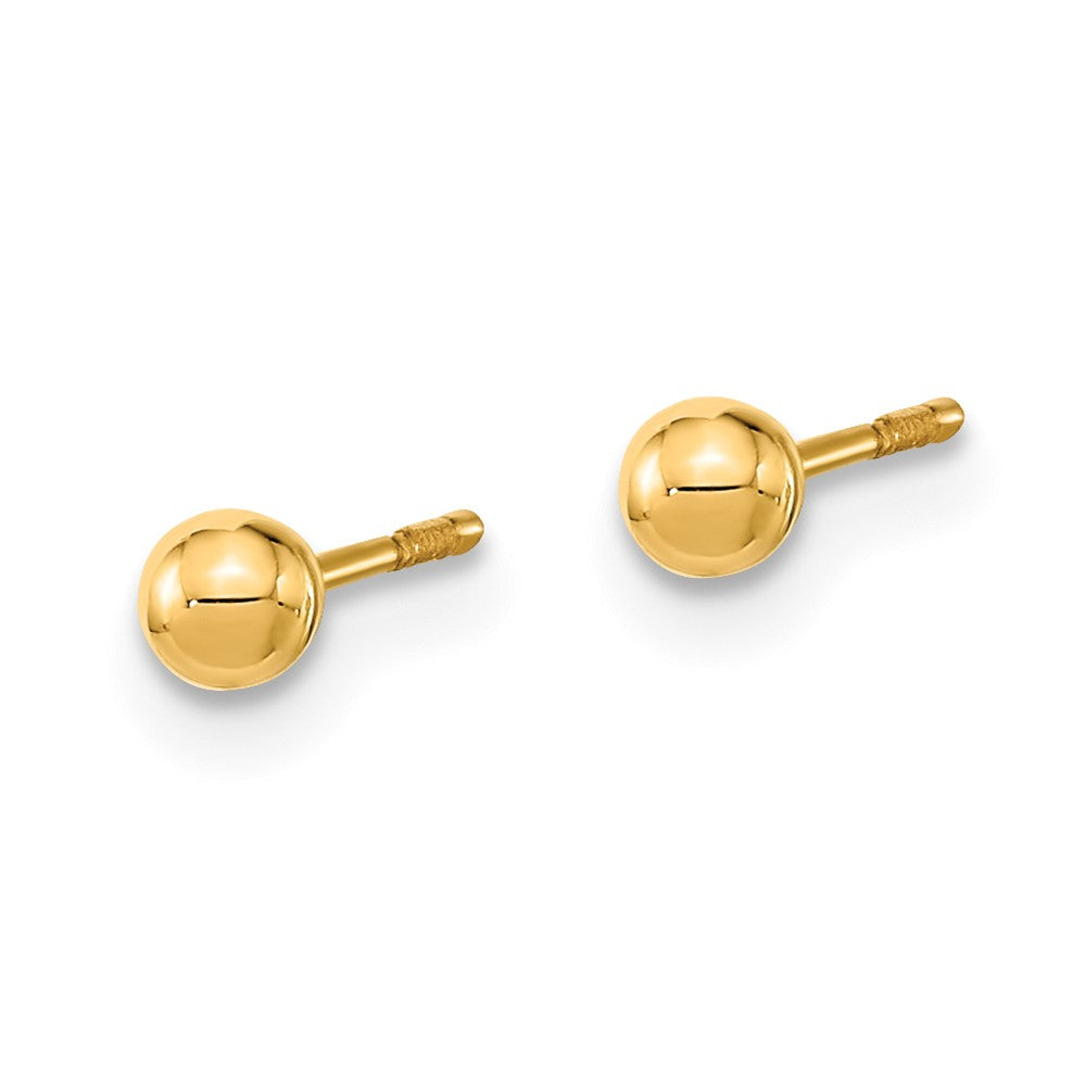 14k Yellow Gold 4.68 mm Polished Set of Ball Post CZ Flowers and Cross 3 Pair Earrings Set (0.68 grams)