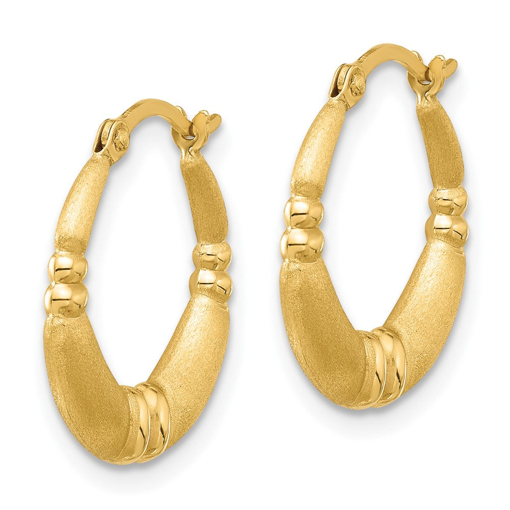 14k Yellow Gold 16.5 mm Polished and Satin Hoop Earrings (0.57 grams)