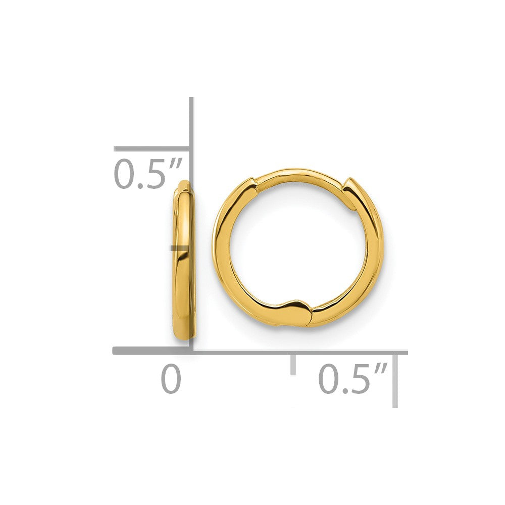 14k Yellow Gold 11 mm Hinged Huggie Hoop Earrings (0.7 grams)