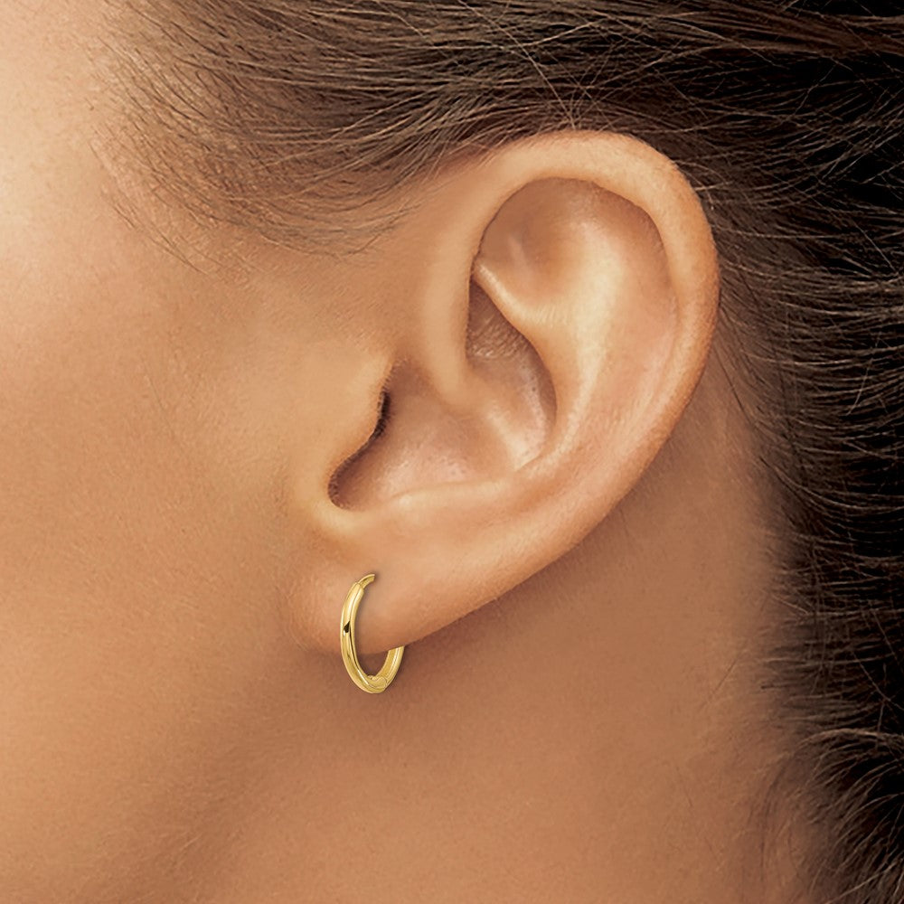 14k Yellow Gold 12.7 mm Hinged Huggie Hoop Earrings (0.86 grams)