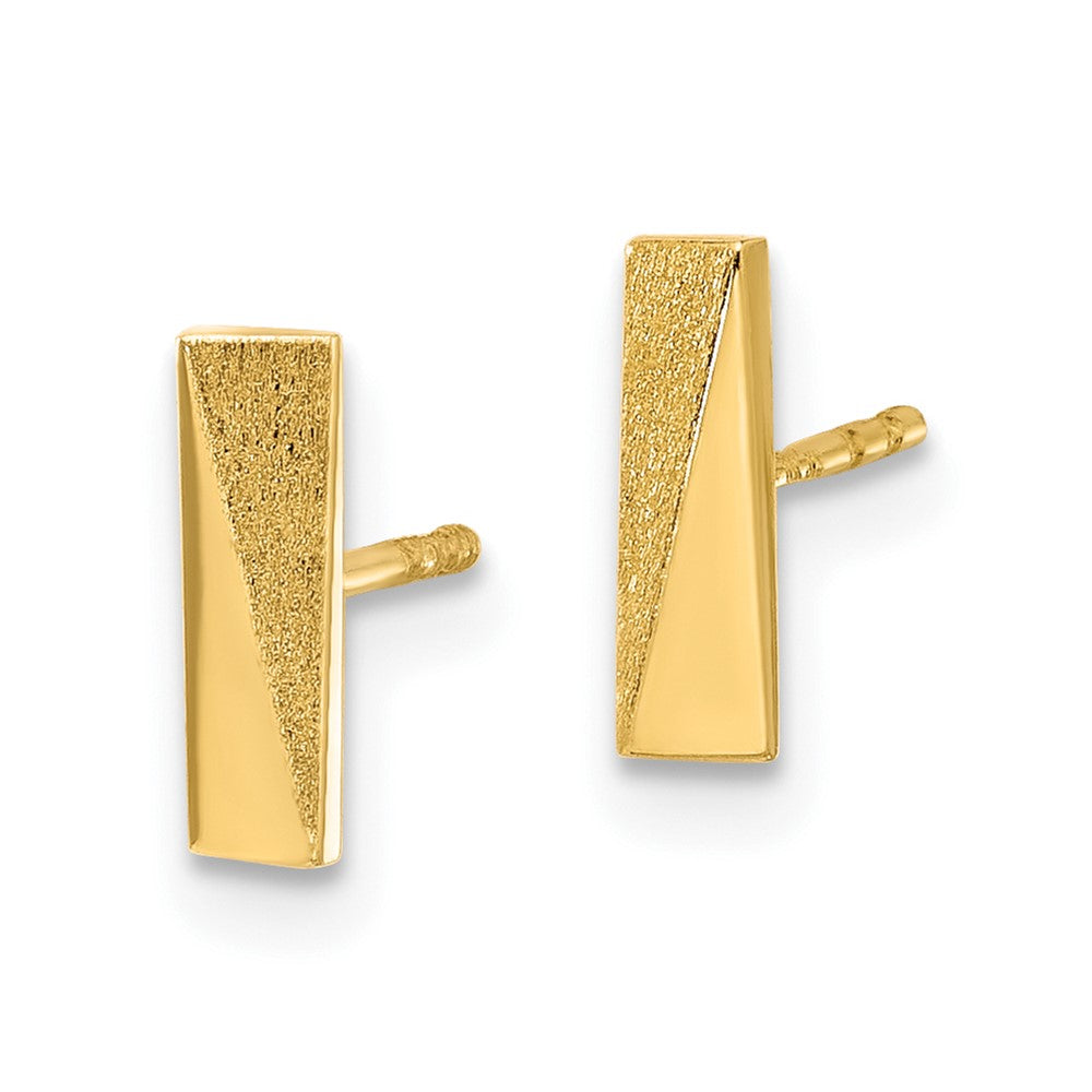 14k Yellow Gold 2.6 mm Polished and Satin Bar Post Earrings (0.43 grams)