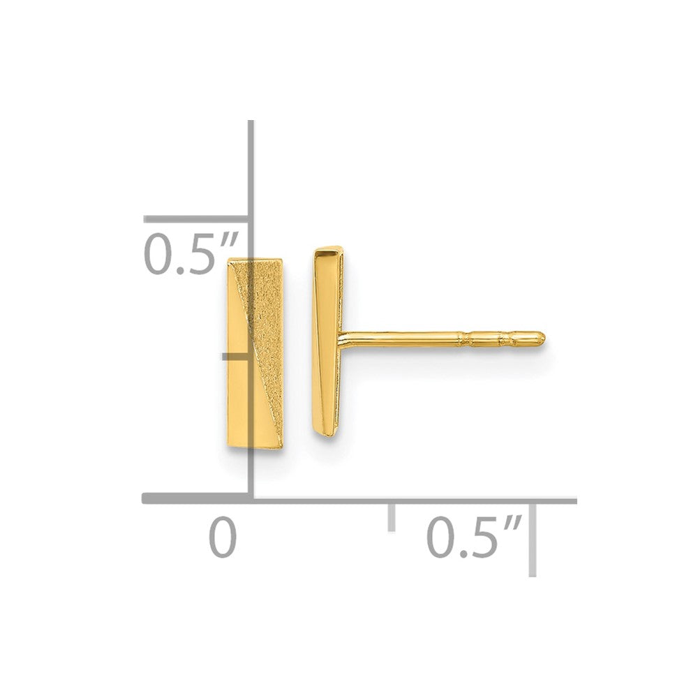 14k Yellow Gold 2.6 mm Polished and Satin Bar Post Earrings (0.43 grams)
