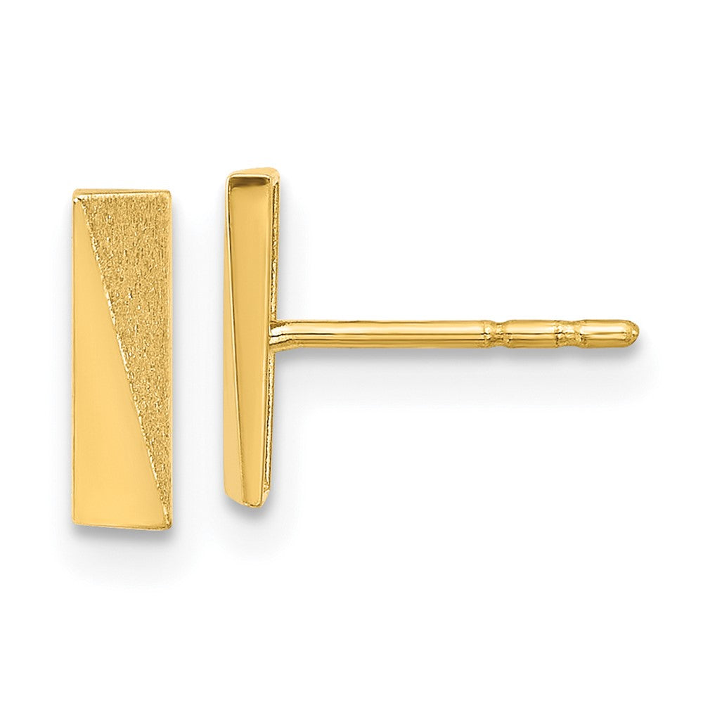 14k Yellow Gold 2.6 mm Polished and Satin Bar Post Earrings (0.43 grams)