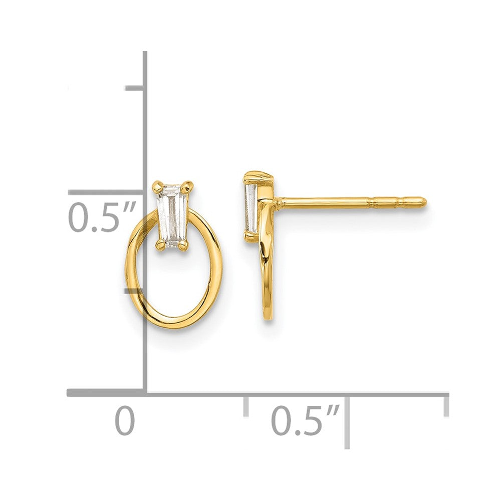 14k Yellow Gold 6.3 mm Polished CZ Oval Post Earrings (0.49 grams)