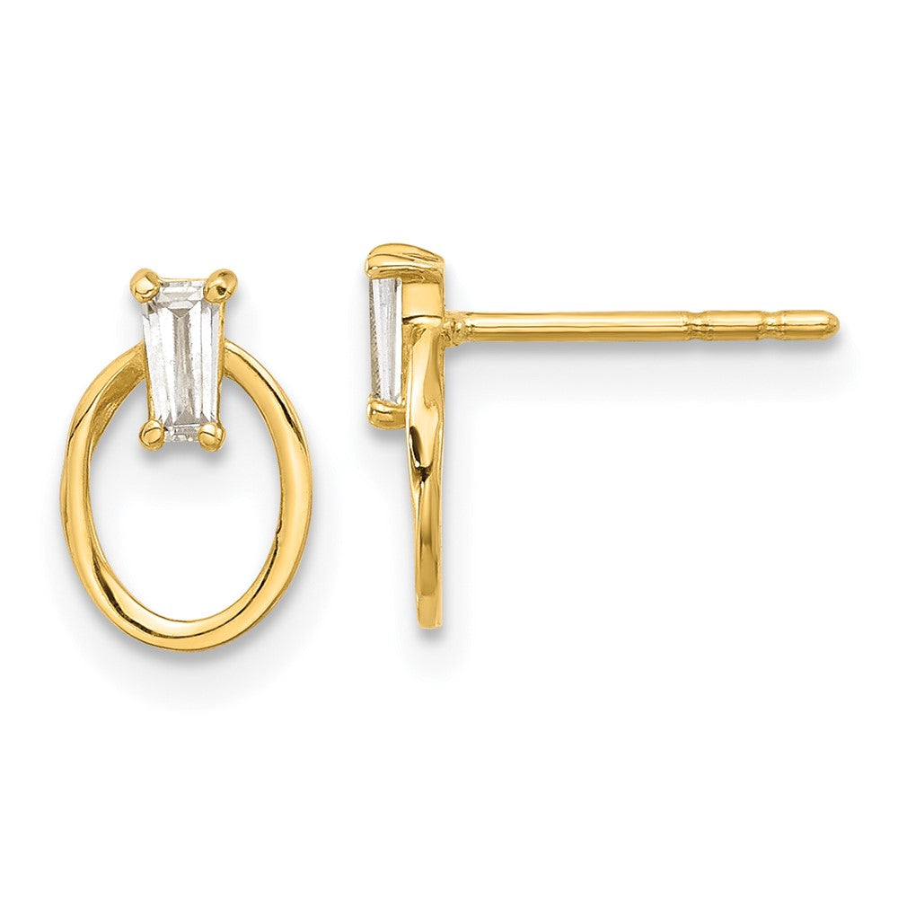 14k Yellow Gold 6.3 mm Polished CZ Oval Post Earrings (0.49 grams)