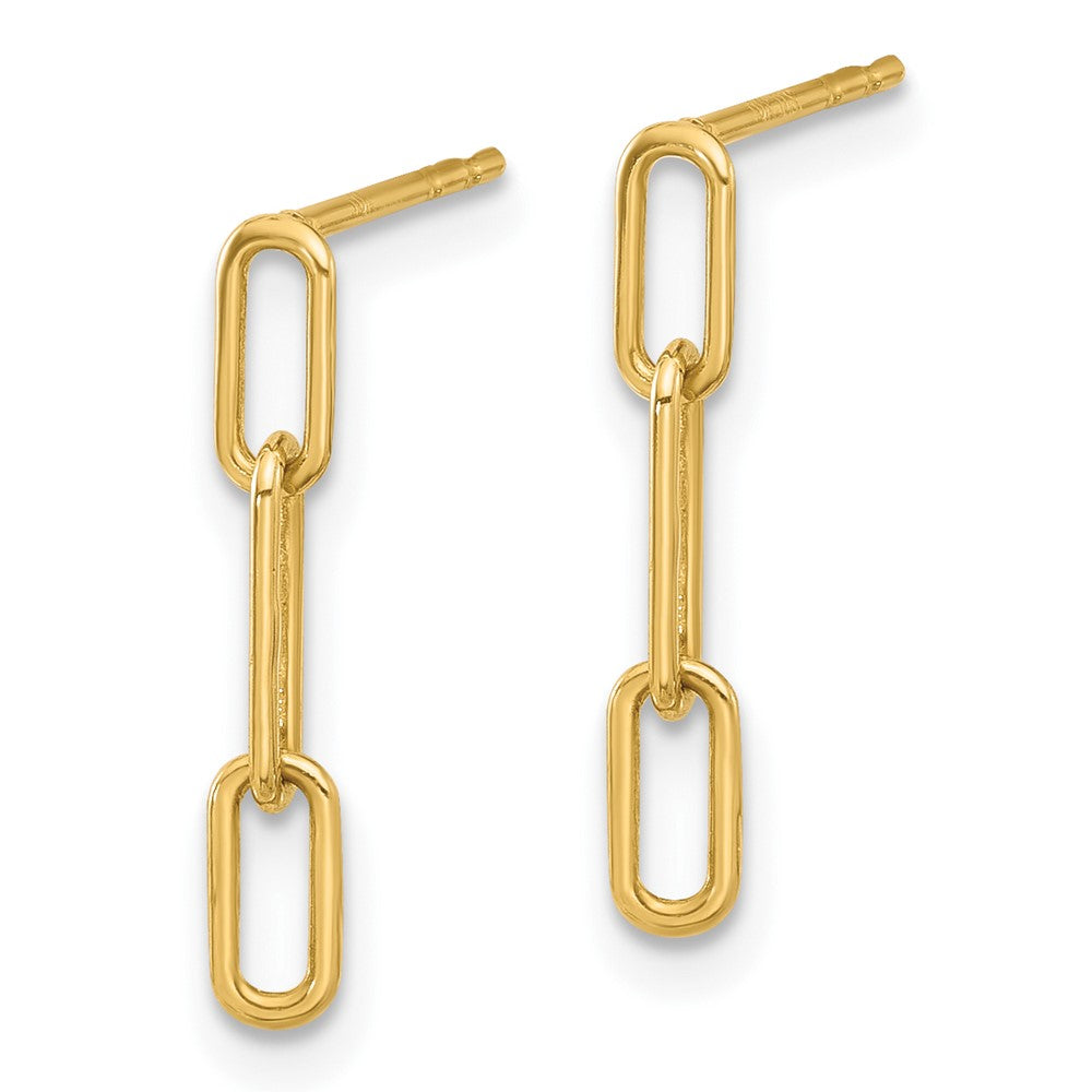 14k Yellow Gold 2.9 mm Polished Open Link Post Dangle Earrings (0.53 grams)