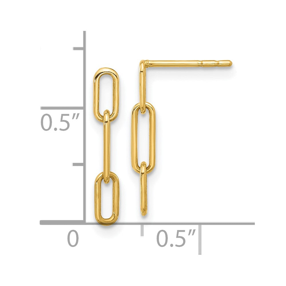 14k Yellow Gold 2.9 mm Polished Open Link Post Dangle Earrings (0.53 grams)