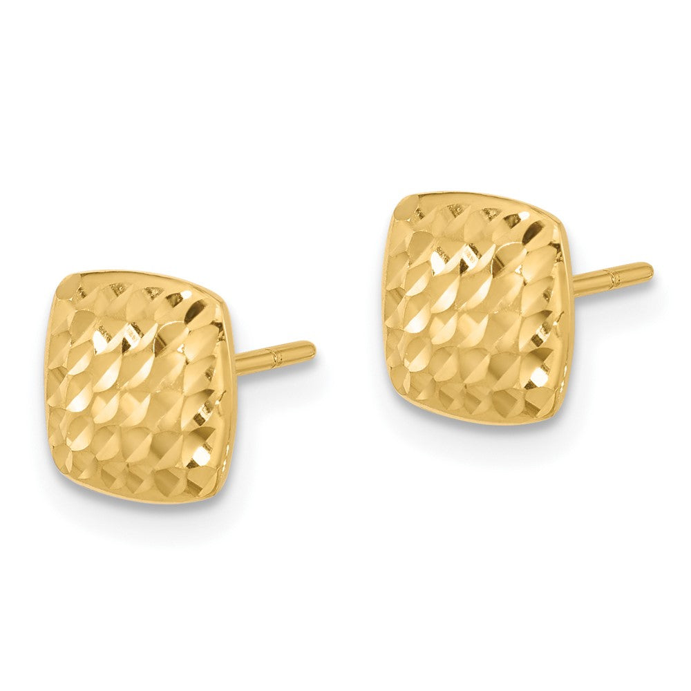 14k Yellow Gold 8.6 mm Diamond Cut Square Post Earrings (1.26 grams)