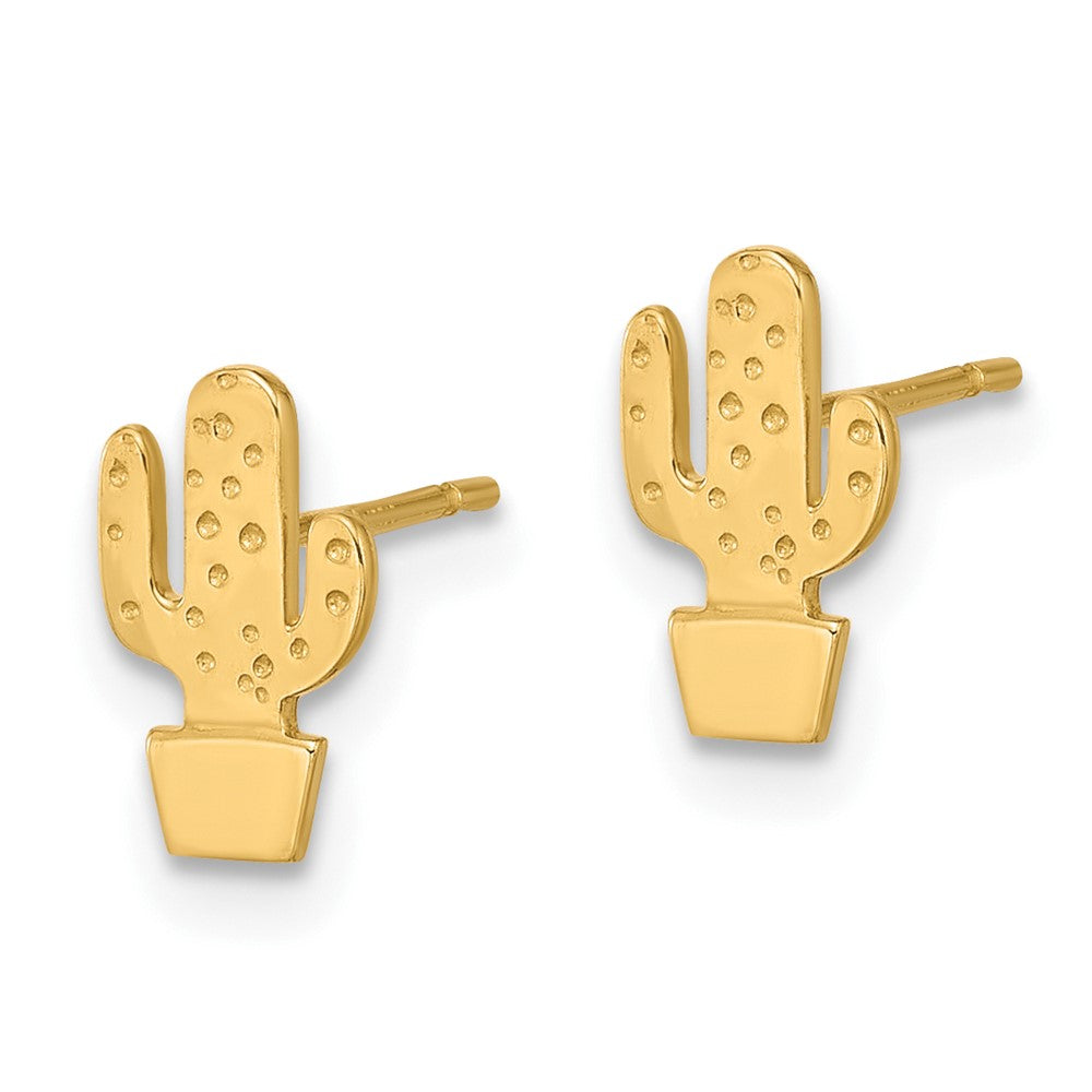 14k Yellow Gold 5.5 mm Polished Cactus Post Earrings (0.62 grams)