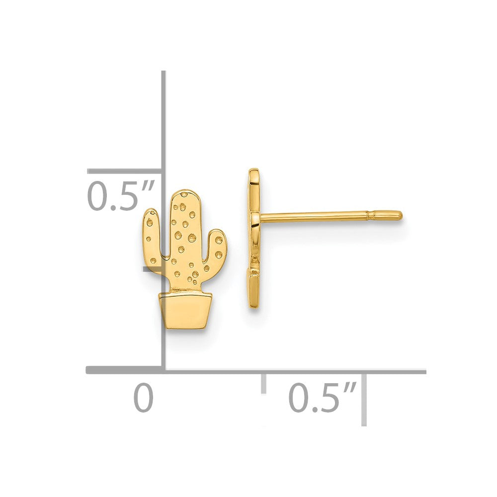 14k Yellow Gold 5.5 mm Polished Cactus Post Earrings (0.62 grams)