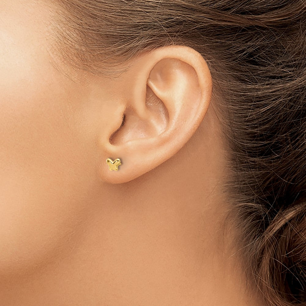14k Yellow Gold 5.9 mm Polished Butterfly Post Earrings (0.43 grams)