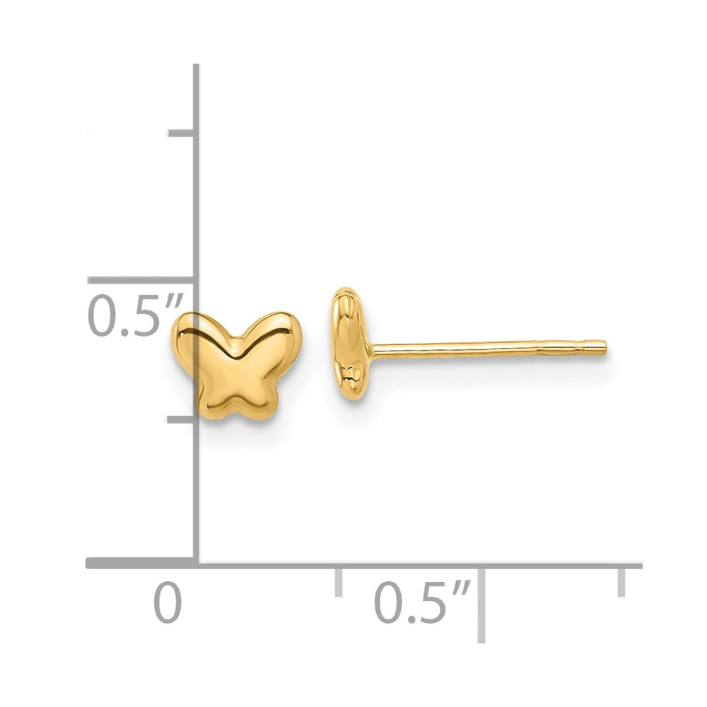 14k Yellow Gold 5.9 mm Polished Butterfly Post Earrings (0.43 grams)