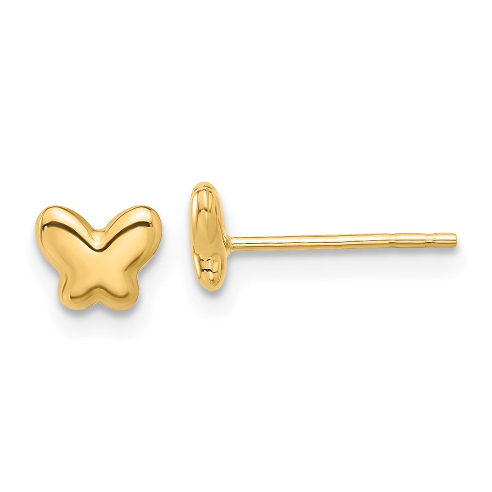 14k Yellow Gold 5.9 mm Polished Butterfly Post Earrings (0.43 grams)