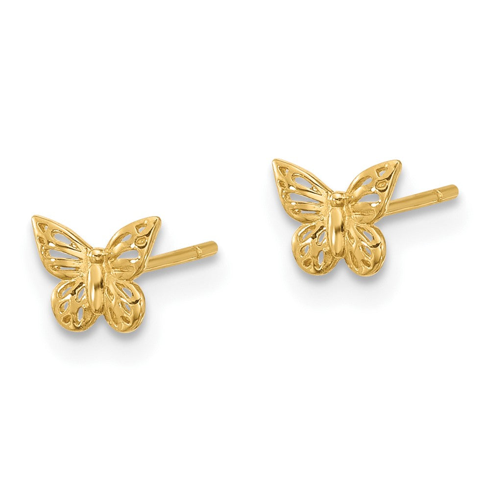 14k Yellow Gold 6 mm Polished Butterfly Post Earrings (0.48 grams)