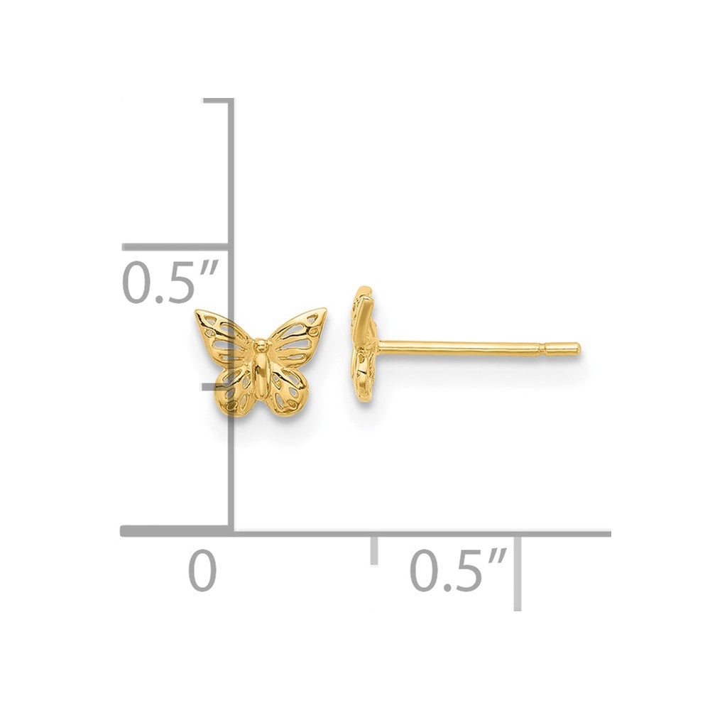 14k Yellow Gold 6 mm Polished Butterfly Post Earrings (0.48 grams)