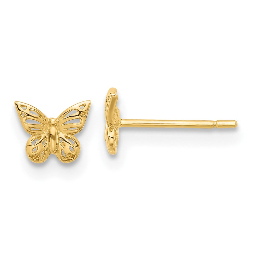 14k Yellow Gold 6 mm Polished Butterfly Post Earrings (0.48 grams)