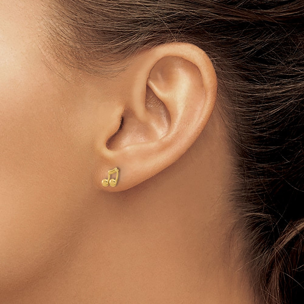 14k Yellow Gold 6.8 mm Polished Music Notes Post Earrings (0.58 grams)
