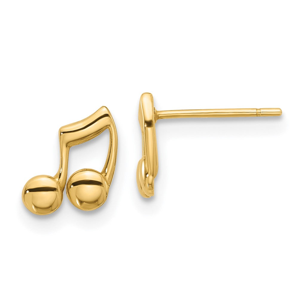 14k Yellow Gold 6.8 mm Polished Music Notes Post Earrings (0.58 grams)