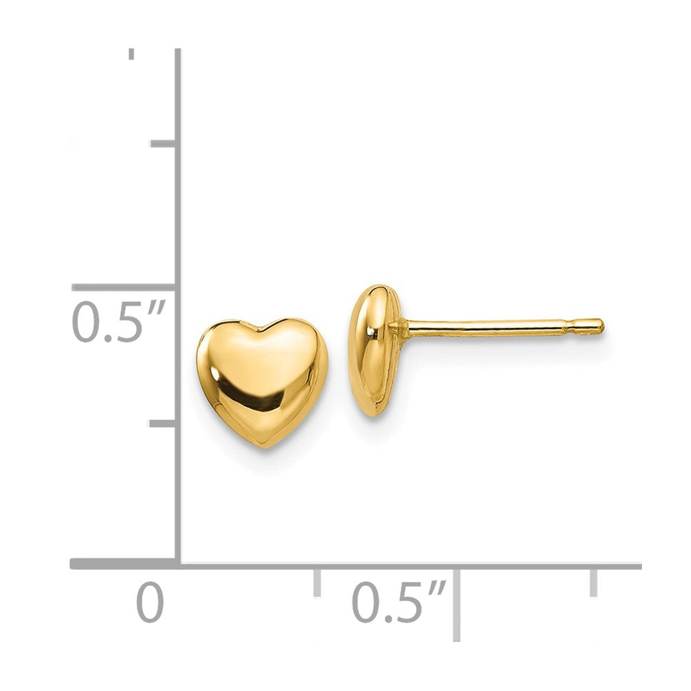 14k Yellow Gold 6 mm Polished Heart Post Stud Earrings (2.19 grams)