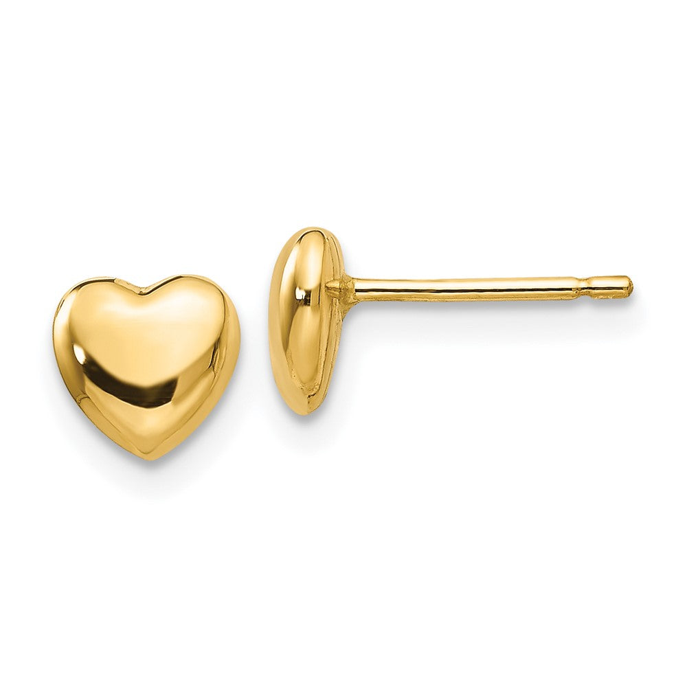 14k Yellow Gold 6 mm Polished Heart Post Stud Earrings (2.19 grams)