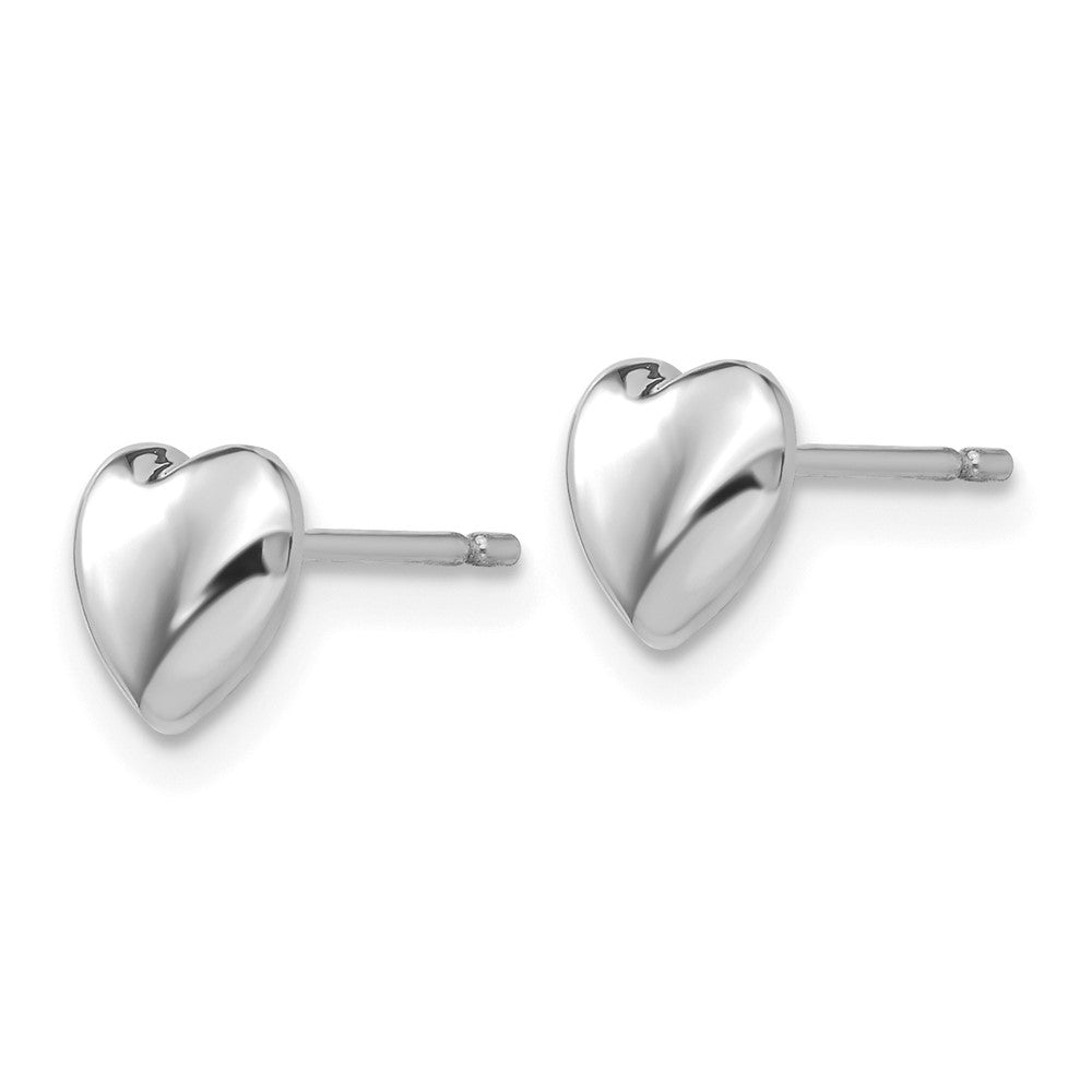 14k White Gold 6 mm Heart Post Stud Earrings (0.46 grams)