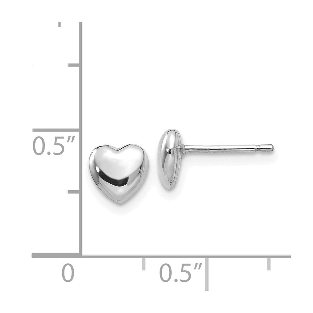 14k White Gold 6 mm Heart Post Stud Earrings (0.46 grams)