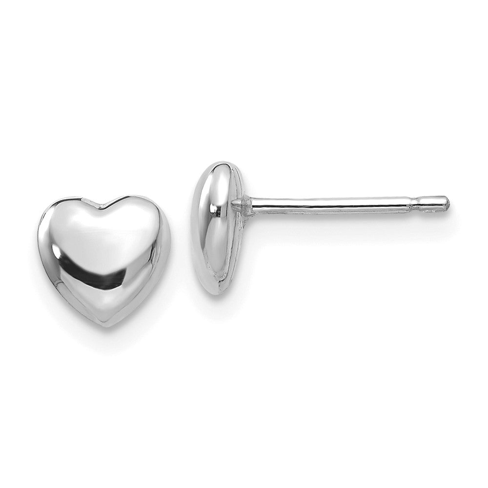 14k White Gold 6 mm Heart Post Stud Earrings (0.46 grams)