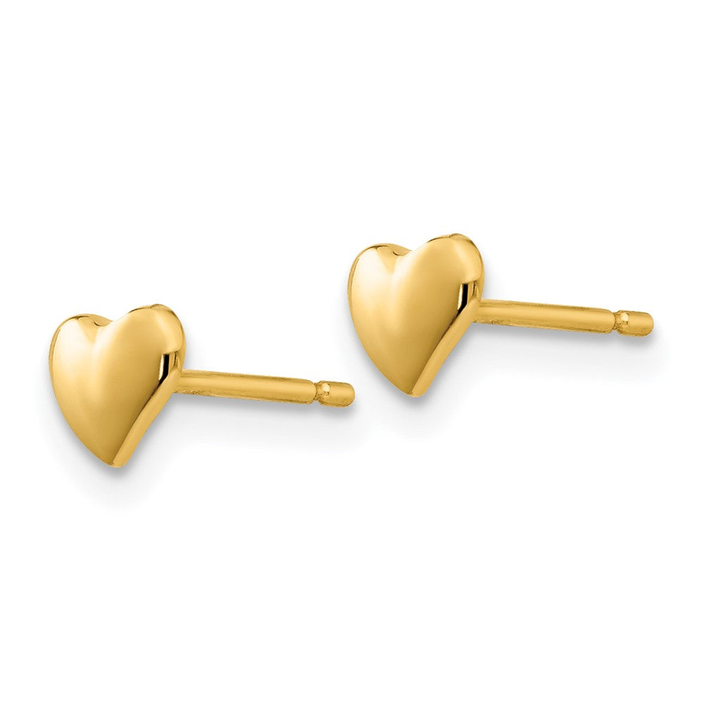 14k Yellow Gold 5 mm Polished Heart Post Stud Earrings (0.35 grams)