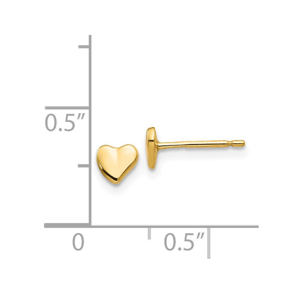 14k Yellow Gold 5 mm Polished Heart Post Stud Earrings (0.35 grams)