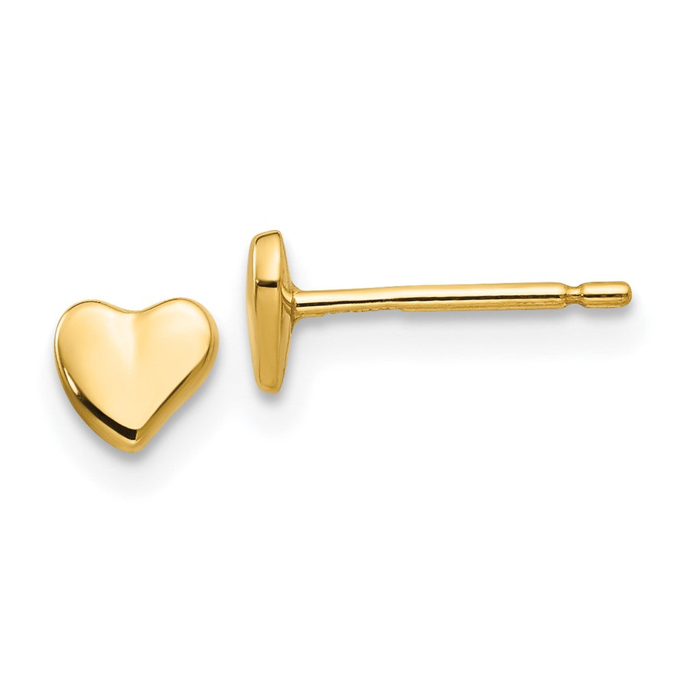 14k Yellow Gold 5 mm Polished Heart Post Stud Earrings (0.35 grams)