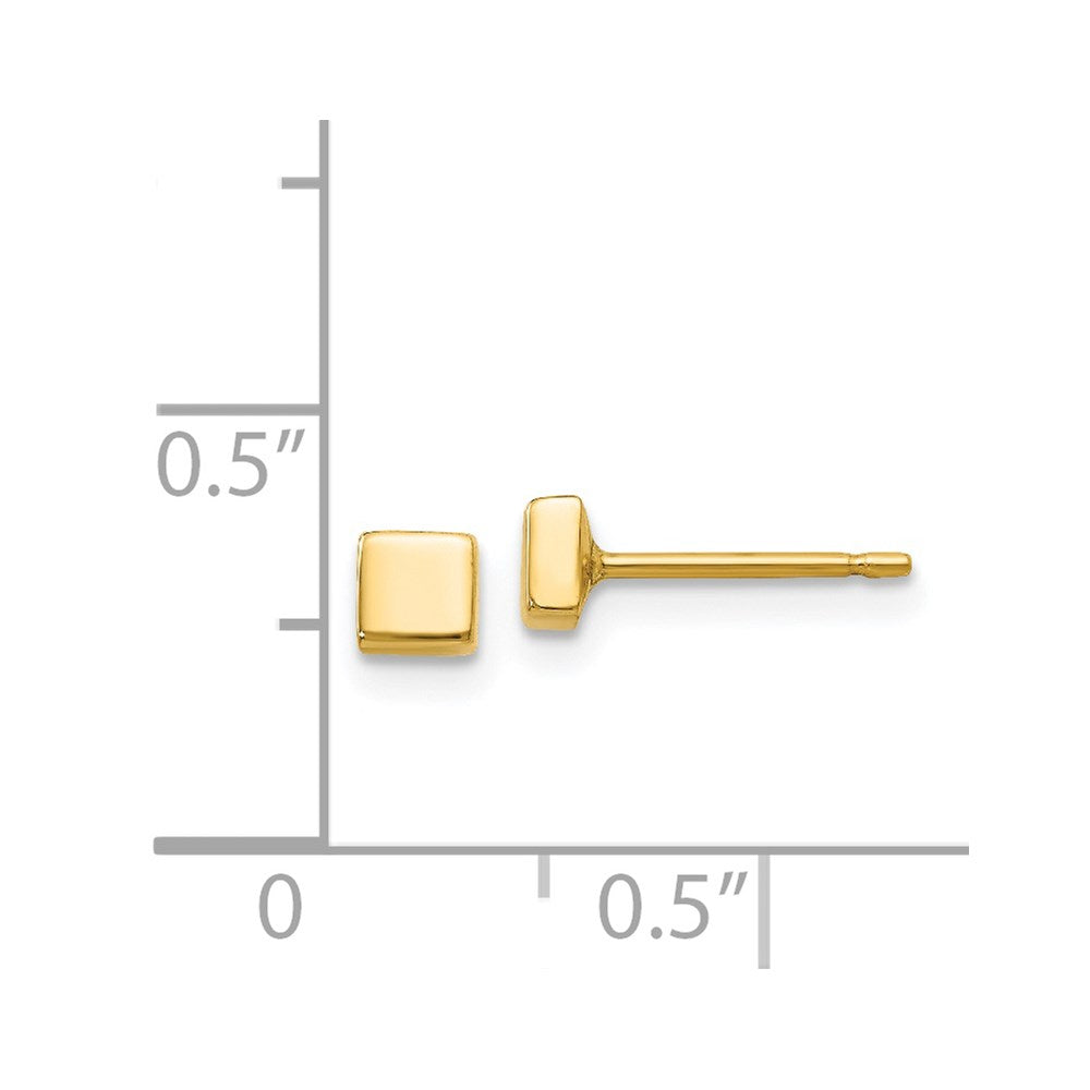 14k Yellow Gold 3.5 mm Polished Square Post Ear (0.42 grams)