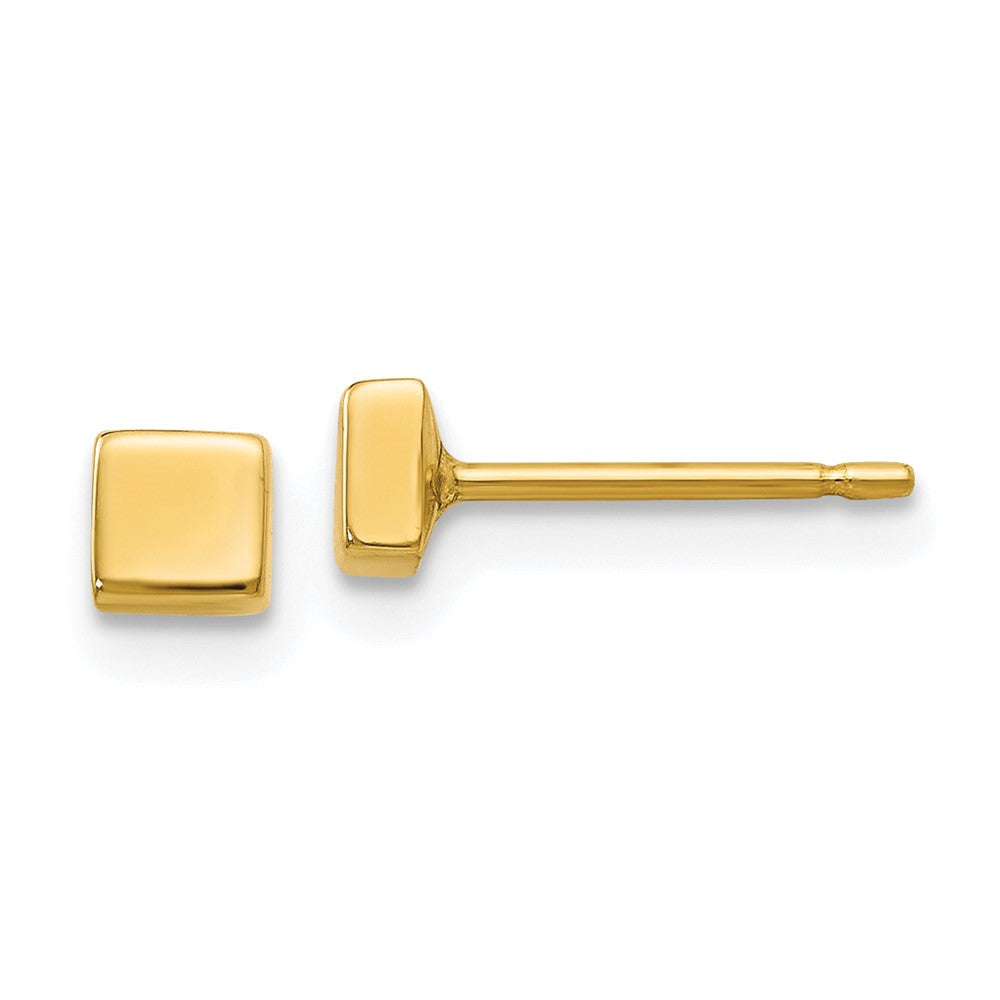 14k Yellow Gold 3.5 mm Polished Square Post Ear (0.42 grams)