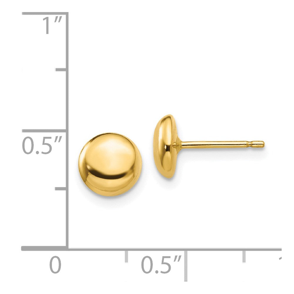 14k Yellow Gold 7 mm Polished Half Ball Post Ear (0.53 grams)