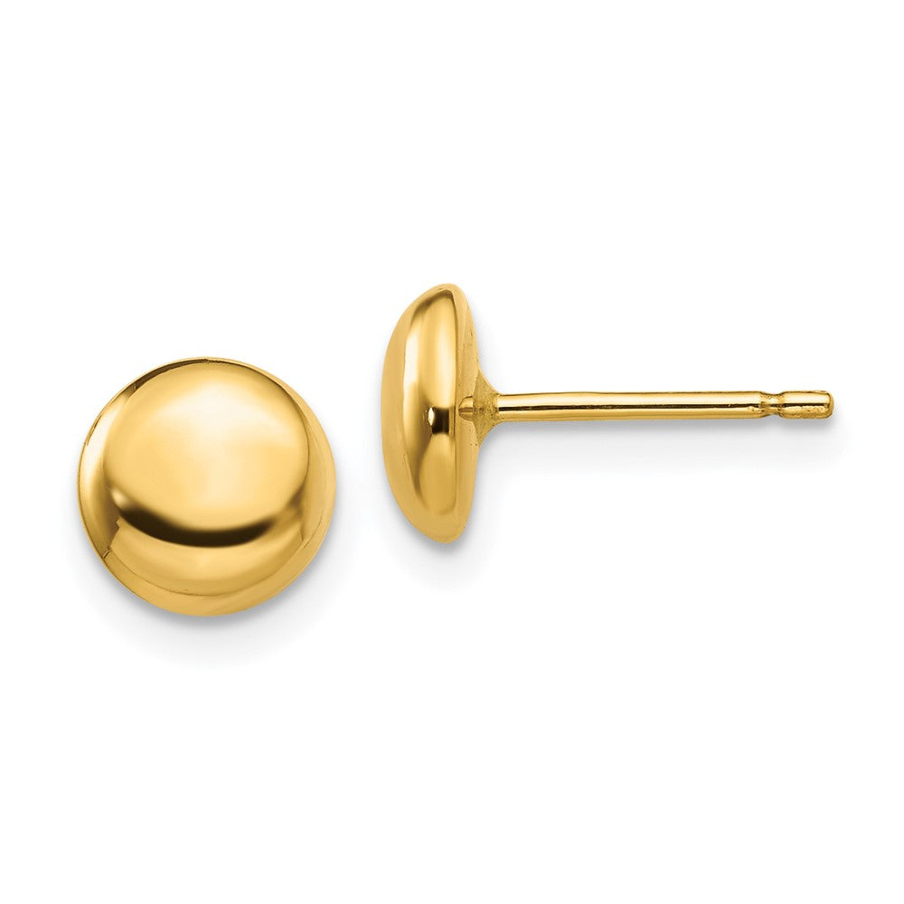 14k Yellow Gold 7 mm Polished Half Ball Post Ear (0.53 grams)