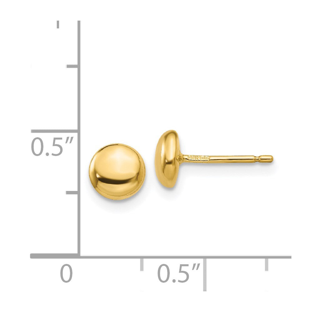 14k Yellow Gold 6 mm Polished Button Post Ear (0.46 grams)