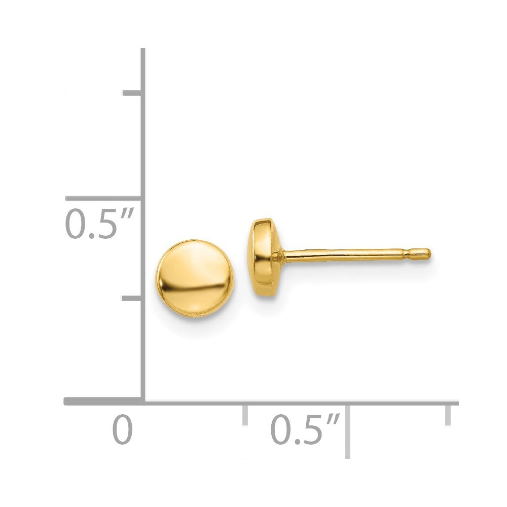 14k Yellow Gold 5 mm Polished Half Ball Post Earrings (0.43 grams)