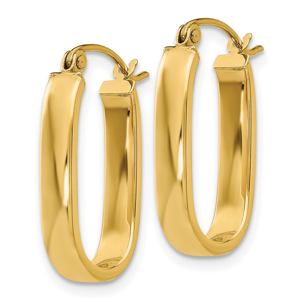 14k Yellow Gold 3.5 mm Oval Hoop Earrings (1.62 grams)