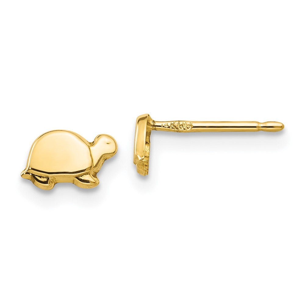 14k Yellow Gold 7 mm Mini Turtle Earrings (0.28 grams)