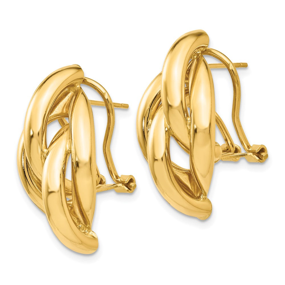 14k Yellow Gold 13 mm Swirl Omega Back Post Earrings (4.26 grams)