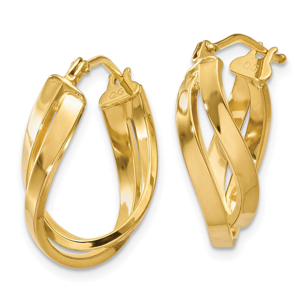 14k Yellow Gold 8 mm Twisted Hoop Earrings (1.69 grams)