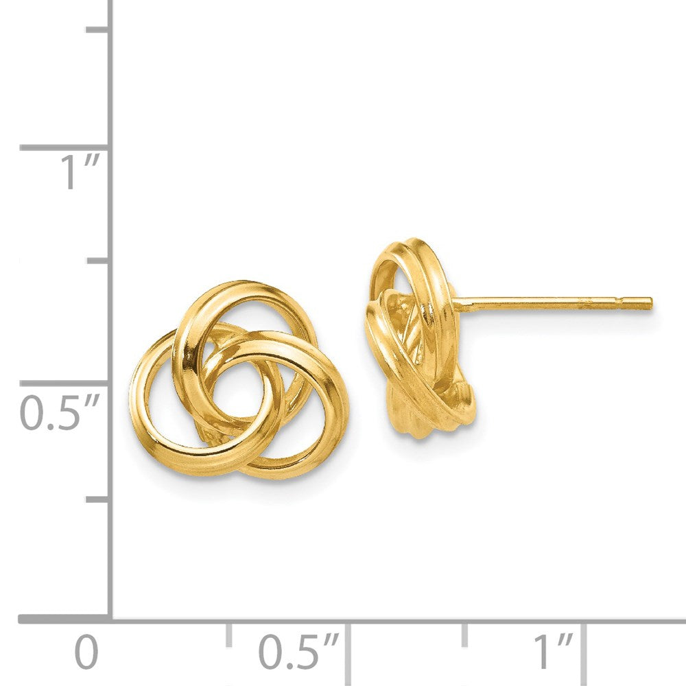14k Yellow Gold 10 mm Polished Love Knot Post Earrings (2.38 grams)