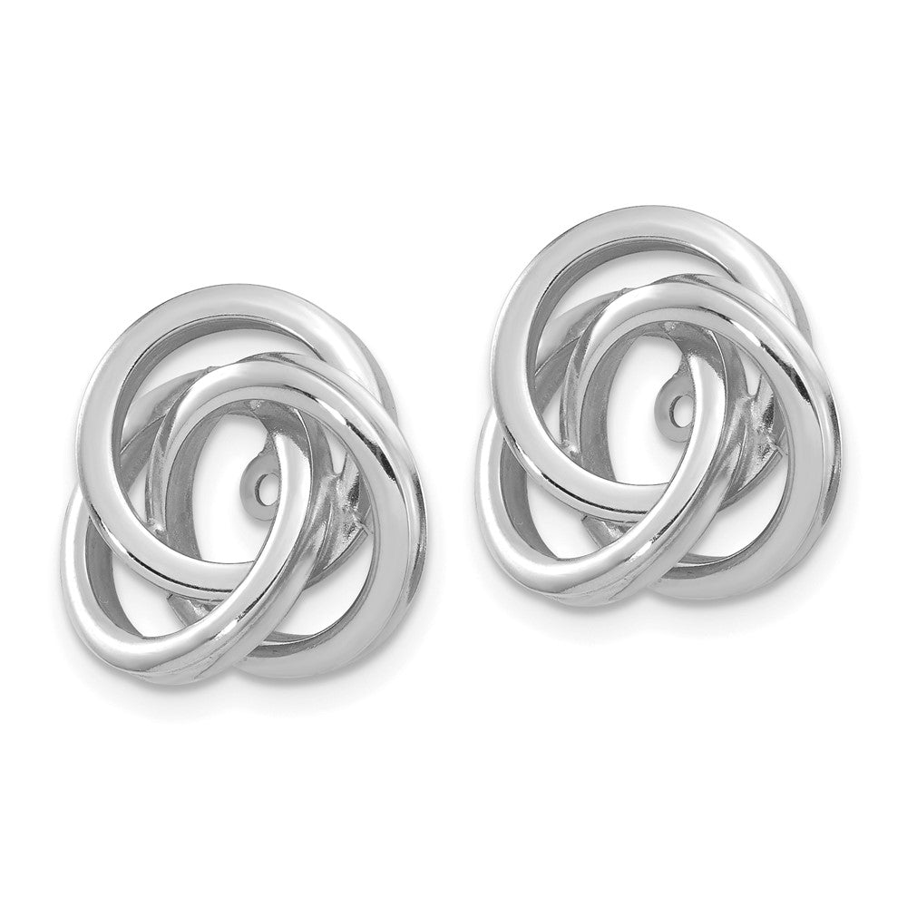 14k White Gold 15 mm Polished Love Knot Earring Jackets (2.58 grams)