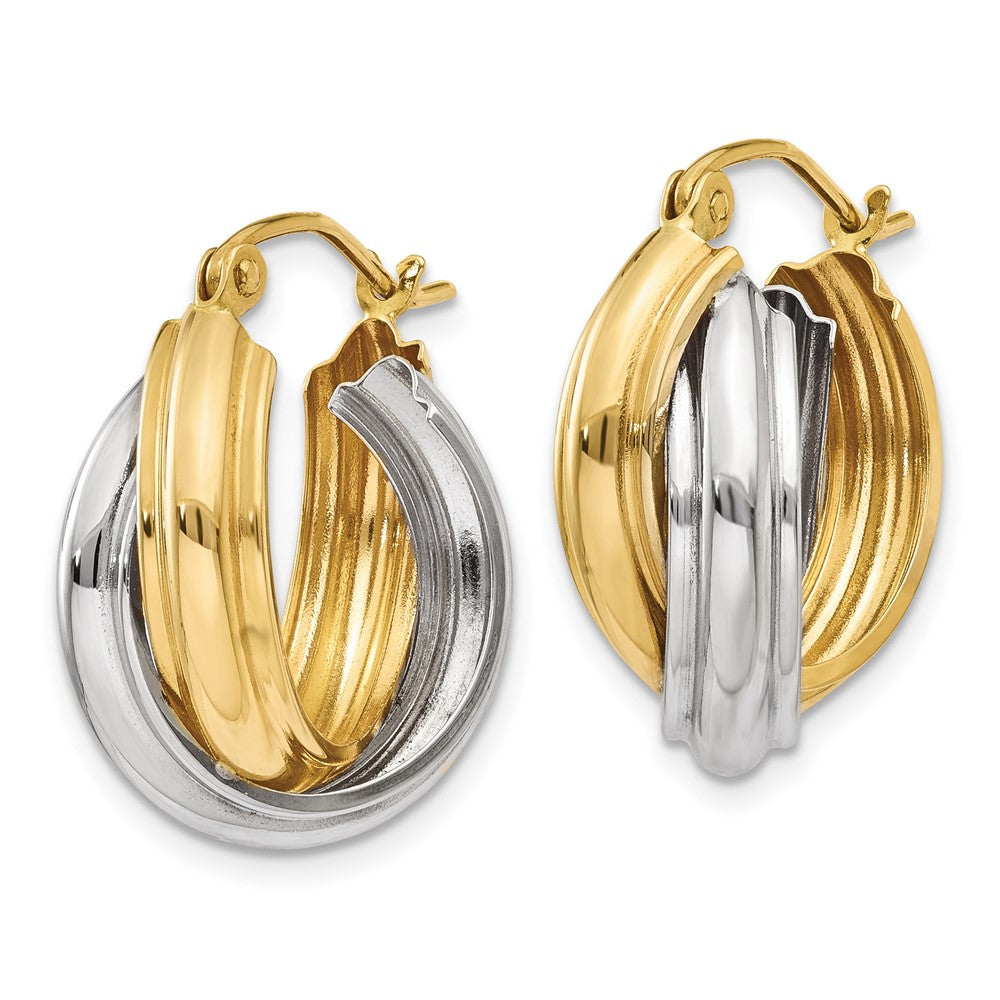 14k Two-tone 8 mm Polished Double Hoop Earrings (2.28 grams)