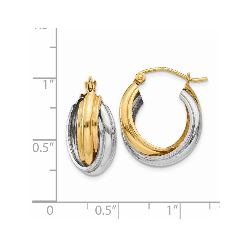 14k Two-tone 8 mm Polished Double Hoop Earrings (2.28 grams)